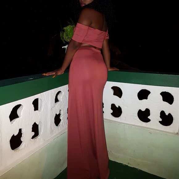 Maxi Skirt Set w/ Side Slits - Peach - Picture 3 of 5